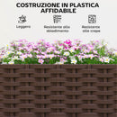 Fioriera Rialzata con Traliccio 20L Ruote Bloccabili e Sistema di Autoirrigazione in PP Marrone      