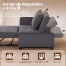 Poltrona Letto Singolo 4 in 1 72,5x89,5x83 cm Estraibile Trapuntata e Reclinabile in Velluto Grigio Scuro      
