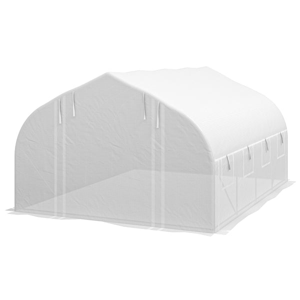 prezzo Serra a Tunnel con Porta e 8 Finestre Avvolgibili 4x3m Rivestimento in PE Bianco