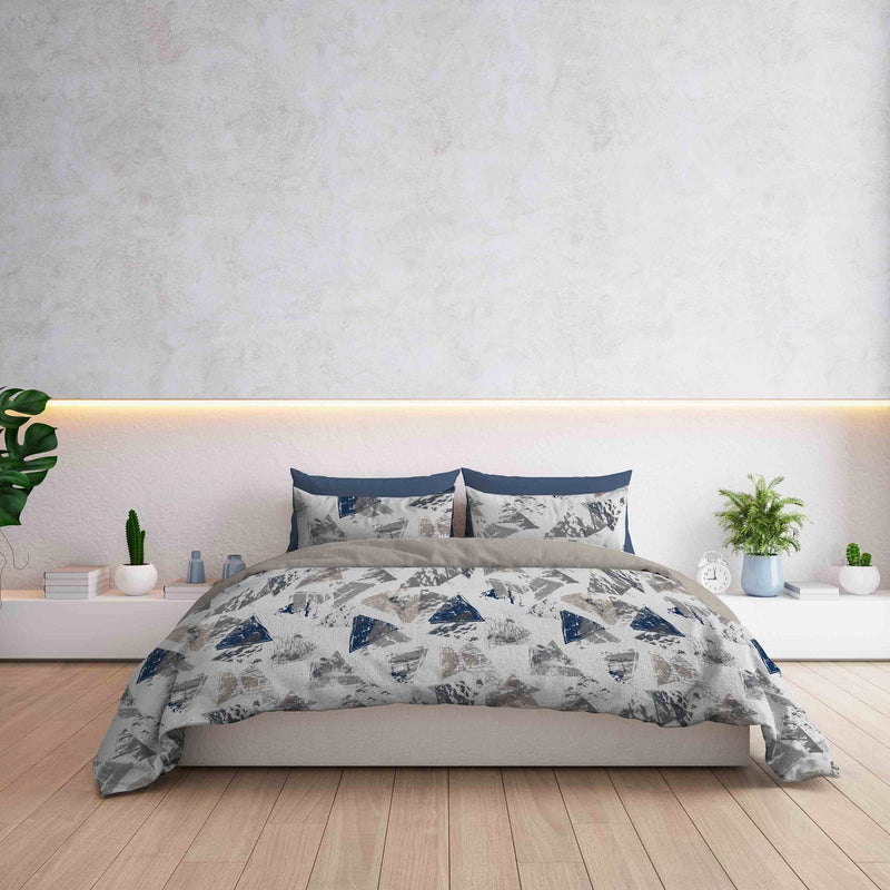 Copripiumino con Federe Stampato in Microfibra Urban Blu Varie Misure