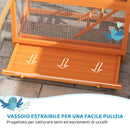 Voliera per Uccelli 92x52x171 cm a 3 Porte con Casetta Scaletta e Vassoio in Legno e Metallo Arancione e Verde      