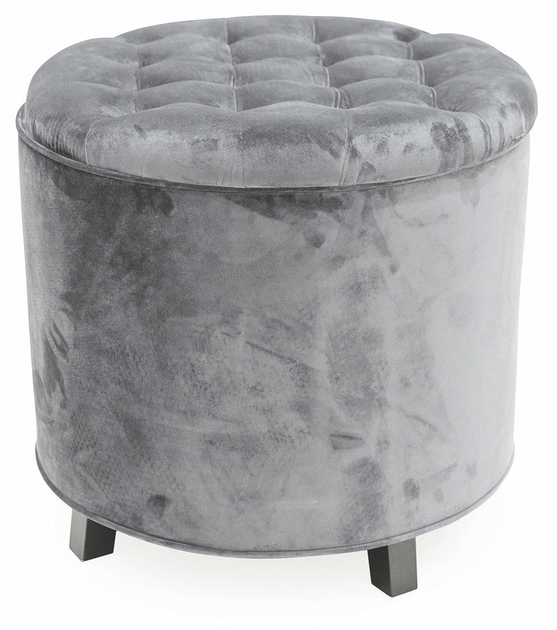 Pouf Poggiapiedi Contenitore Ø55x55 cm in Velluto Soriani Grigio Chiaro