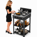 Cucina da Esterno 49x49x79cm con 4 Fuochi Cucinotto da Campeggio in Ferro Nero     