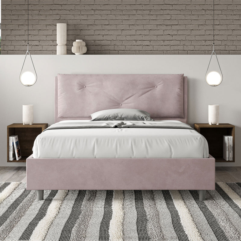 Letto Matrimoniale Francese Imbottito in Microfibra Appia Large Glicine Varie Misure