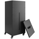 Contenitore per Pellet 45 kg 36,5x36,5x85,5 cm con Coperchio Ruote e Setaccio in Acciaio Laminato a Freddo Nero      