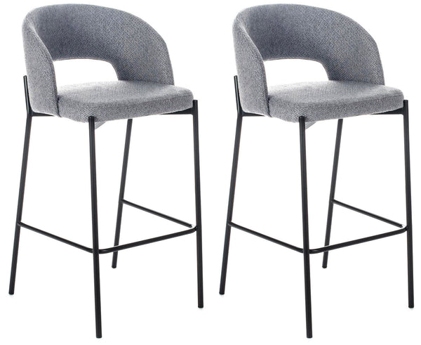 Set 2 Sgabelli 50x52xH89 cm in Tessuto Greta Grigio Chiaro e Nero online