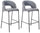 Set 2 Sgabelli 50x52xH89 cm in Tessuto Greta Grigio Chiaro e Nero