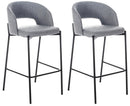 Set 2 Sgabelli 50x52xH89 cm in Tessuto Greta Grigio Chiaro e Nero