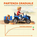 Trattore Elettrico per Bambini 3-8 Anni con Rimorchio Staccabile Telecomando Musica Luci Blu      