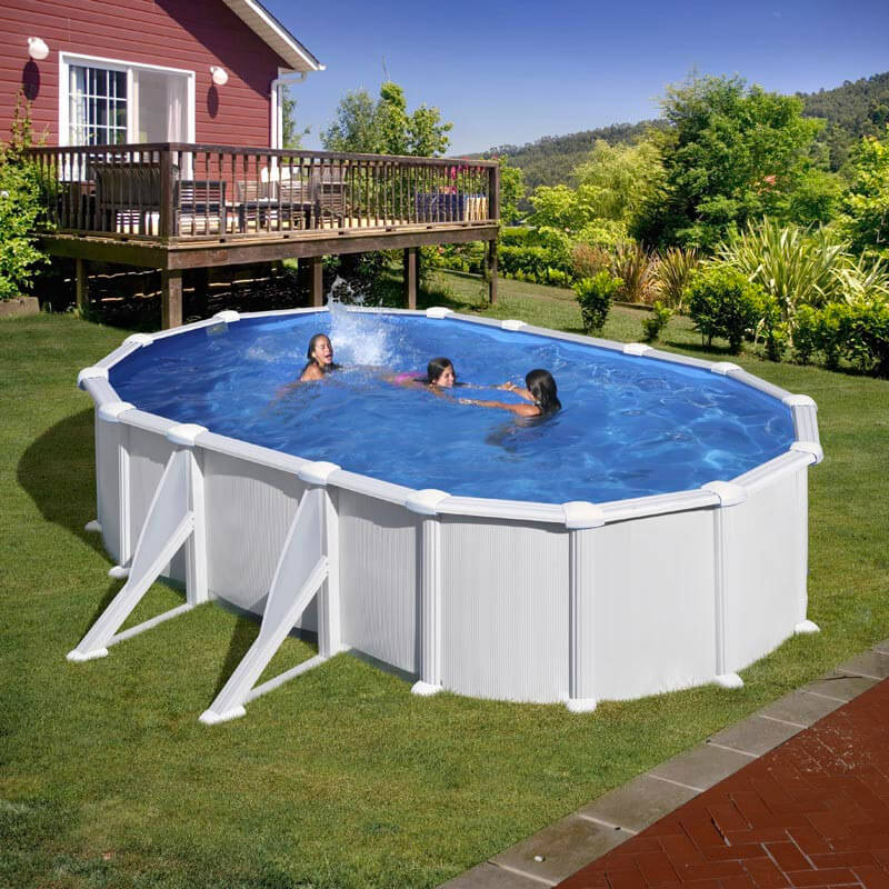 Piscina Ovale Fuori Terra 610x375xh132 cm in Acciaio e PVC Gre Atlantis