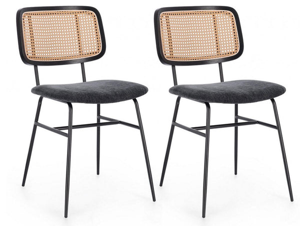 acquista Set 2 Sedie 45x59x80,5 cm Sienna in Tessuto Grigio Scuro