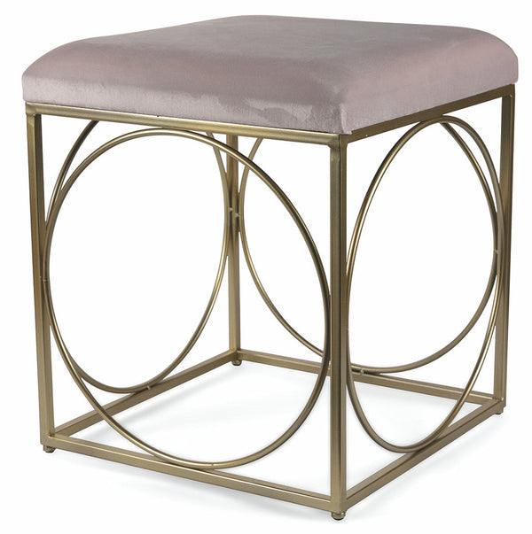 Quadratischer Hocker 40x40x46 cm aus Soriani-Samt in Eisen und Puderrosa sconto