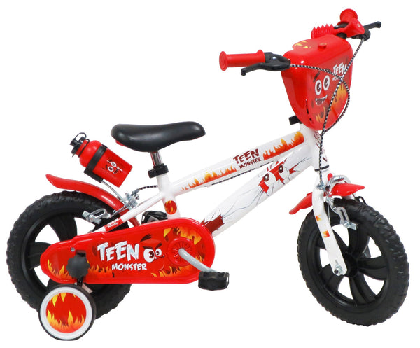Kinderfahrrad 12" 2 Bremsen EVA-Reifen Teen Monster Weiß/Rot sconto