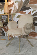 Sedia Stoccolma B crema Set 2 Pz 64x68x83 cm in Compensato e Spugna e Ferro e Poliestere Crema      