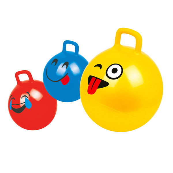 Palla Cavalcabile per Saltare con Maniglia per Bambini Ø55x65 cm con Emoticon Rosso o Giallo o Blu online