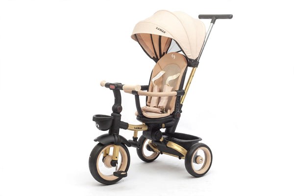 sconto Passeggino Triciclo per Bambini 1-3 Anni Trico Luxury Gold 7 Modalità di Guida Beige