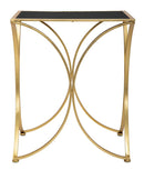Tavolinetto Infinity 57x46x68 cm in Ferro e Specchio e MDF Oro e Nero