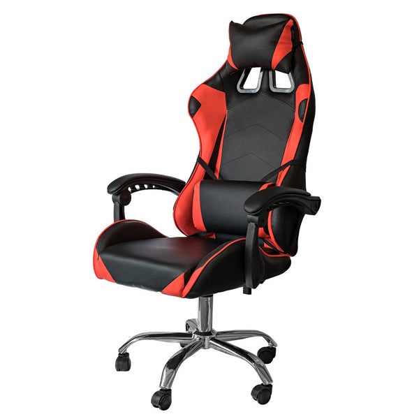 online Ergonomischer Gaming-Stuhl 64x53x122-133 cm mit Lordosenstütze und Kopfstütze aus rotem Kunstleder