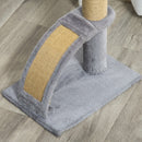 Tiragraffi per Gatti Albero con Arco Massaggiatore 34x24x43 cm in Iuta e Peluche Grigio 