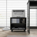 Mobile Porta Stampante a 2 Livelli con 3 Scomparti e Ruote per Ufficio e Studio 40x30x36 cm in Truciolato Nero