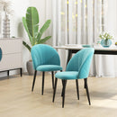 Set 2 Sedie Imbottite 52x54x79 cm in Tessuto Effetto Velluto Verde Chiaro