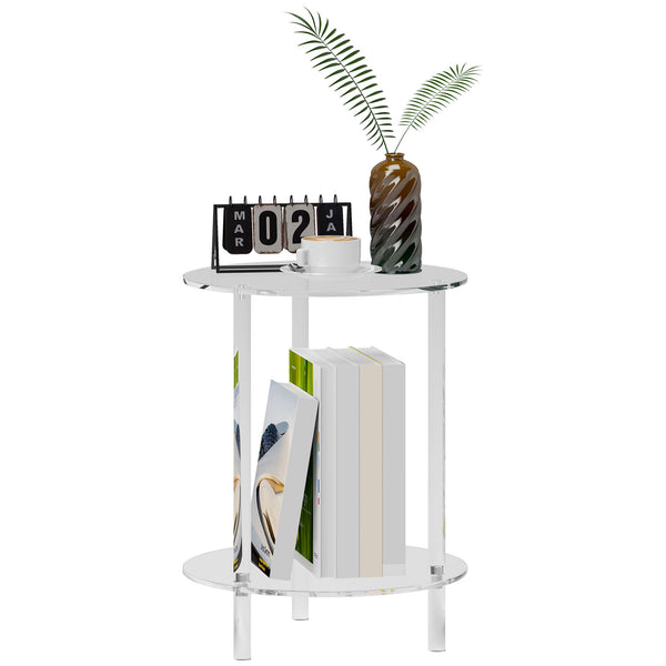 Tavolino da Soggiorno Rotondo a 2 Livelli Ø40x50 cm in Acrilico Trasparente prezzo