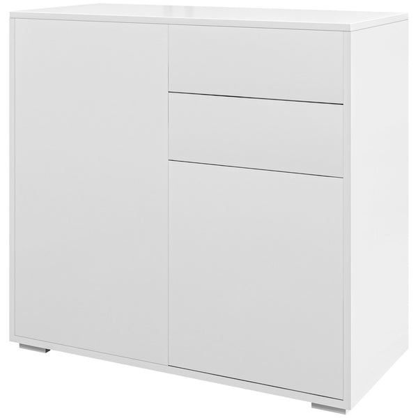 acquista Credenza Moderna con 2 Armadietti e 2 Cassetti con Apertura a Pressione 79x36x74 cm  Bianco Lucido