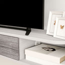 Mobile TV Sospeso 2 Ripiani e 1 Vano Chiuso a Ribalta 120x26x16 cm Bianco e Grigio 