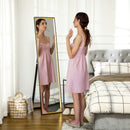 Specchio da Parete o da Terra Autoportante a Figura Intera 37x3x157 cm in Legno Nero e Oro 