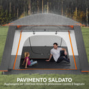 Tenda da Campeggio Impermeabile e UPF 30+ 430x305x195 cm per 4-6 Persone con 2 Stanze Grigio 