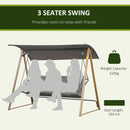 Dondolo 3 Posti da Giardino 224x133x173 cm in Acciaio Grigio