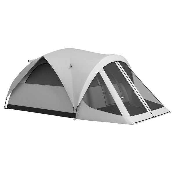 Tenda da Campeggio 4 Posti Impermeabile con Zona Notte e Zona Giorno 430x300x190 cm in Poliestere Grigio online