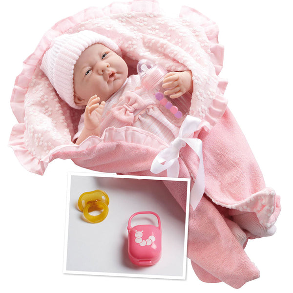 acquista Baby Neugeborene Puppe mit rosa Decke und Zubehör 39 cm JC Toys