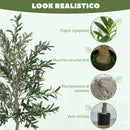 Pianta Artificiale di Olivo Alta 180 cm con 900 Foglie e 40 Olive Vaso Incluso Nero   