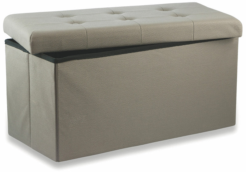 Baule Cassapanca Pouf Contenitore in Similpelle Soriani Tortora