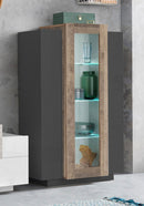 Vetrina 3 Ante 80x38x120,5 cm Coro Grigio Antracite Opaco/Rovere Wotan  