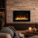 Camino Elettrico da Incasso o Parete 66x15,8x45 cm 1500 W con Timer Fiamma Regolabile e Telecomando Nero      