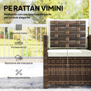 Set 3 Pezzi da Giardino con 2 Poltrone con Cuscini e Tavolino da Caffè in Rattan PE e Acciaio Marrone e Crema      