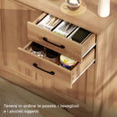Mobile Cucina Buffet 120x38x79 cm con 2 Cassetti e 3 Armadietti in MDF Rovere      