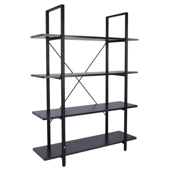 acquista Offenes Bücherregal im Industriestil mit 4 Regalen in Stahl Schwarz 105 x 33,8 x 138 cm