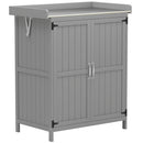 Armadio da Esterno Capanno Porta Attrezzi 74x43x88 cm con Mensola e con 2 Ante in Legno Grigio      