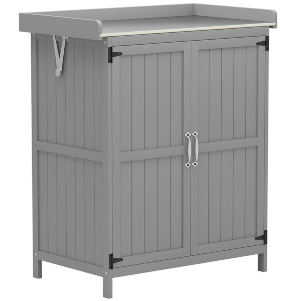 Armadio da Esterno Capanno Porta Attrezzi 74x43x88 cm con Mensola e con 2 Ante in Legno Grigio acquista