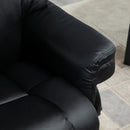 Poltrona Relax e Pouf Poggiapiedi Reclinabile a 145° con Seduta Girevole in Finta Pelle Nero      