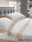 Set Lenzuola Sopra Sotto e Federe Bordi in Raso Garrini Eveline Avorio/Valanga Varie Misure