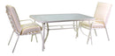 Set da Giardino Tavolo e 6 Sedie in Acciaio Ruston Bianco e Crema