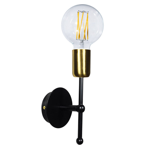 Wandleuchte 1xE27 Gestell Schwarz Gold Satiniert E-Energy Elvira online
