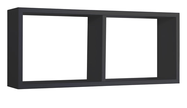 Mensola Rettangolare 2 Scomparti da Parete 70x30x15,5 cm in Fibra di Legno Morgana Nero