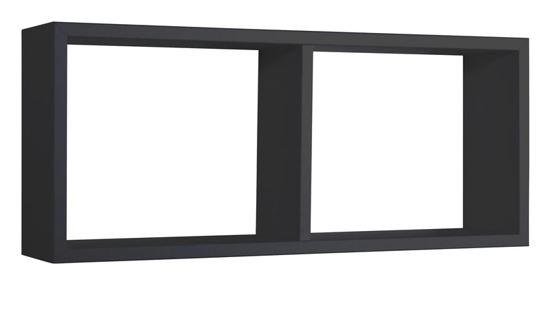 Mensola Rettangolare 2 Scomparti da Parete 70x30x15,5 cm in Fibra di Legno Morgana Nero