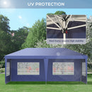 Gazebo da Giardino  Regolabile in Altezza con Pareti Removibili 6x3m in Acciaio e Poliestere Blu