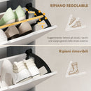 Scarpiera Salvaspazio Moderna 62,5x26x156 cm a 4 Ante per 16 Paia di Scarpe Grigio Cemento      